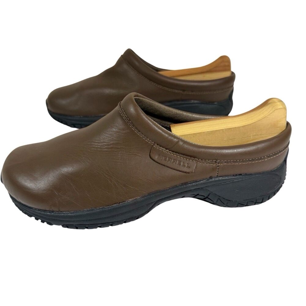 Merrell Encore Kassie Moc Women Sz 9.5 Brown Leather Slip On Loafer Shoe J01526